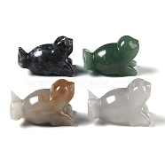 Natural Mixed Gemstone Carved Sea Lion Figurines, for Home Office Desktop Feng Shui Ornament, 41.5x20~23.5x27.5mm(DJEW-M015-08)