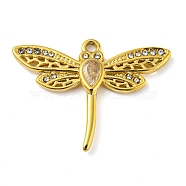 Ion Plating(IP) Real 18K Gold Plated 304 Stainless Steel Rhinestone Pendants, Dragonfly Charms, Crystal, 22x29x2mm, Hole: 1.5mm(STAS-P341-06G-01)
