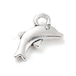 Tibetan Style Alloy Charms, Dolphin Charm, Antique Silver, 7x10.5x2mm, Hole: 1.5mm, about 1351pcs/500g(PALLOY-P293-093AS)