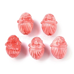 Synthetic Shell Dyed Carved Beads, Maitreya Buddha, Light Coral, 13.5x10.5x10mm, Hole: 1.8mm(SHEL-H005-04)