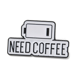 Cooffee Enamel Pins, Alloy Brooches for Backpack Clothes, Battery with Word Need Coffee, Light Grey, 18x30.5mm(JEWB-D279-09B-08)