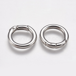 304 Stainless Steel Spring Gate Rings, O Rings, Ring, Stainless Steel Color, 7 Gauge, 18x3.5mm, Inner Diameter: 11mm(STAS-K171-50P)