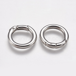 Tarnish Resistant 304 Stainless Steel Spring Gate Rings, O Rings, Ring, Stainless Steel Color, 7 Gauge, 18x3.5mm, Inner Diameter: 11mm(STAS-K171-50P)