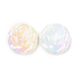 UV Plated Acrylic Beads, Iridescent, Flower, White, 23.5x23x5.5mm, Hole: 2mm(SACR-C003-02E)