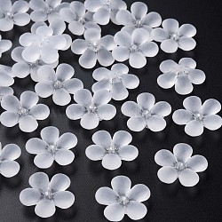 Transparent Acrylic Beads, Frosted, Flower, White, 22x23x6.5mm, Hole: 1.6mm, about 378pcs/500g(MACR-S373-116-D01)