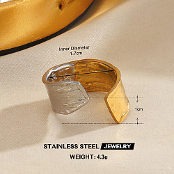 304 Stainless Steel Cuff Open Rings for Women, Golden & Stainless Steel Color, 10mm, Inner Diameter: 17mm(FS-WG0ACBE-04)