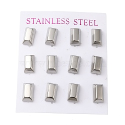 Non-Tarnish 304 Stainless Steel Stud Earring, Rectangle, Stainless Steel Color, 12.5x7mm, 12pcs/set.(EJEW-C099-06P)