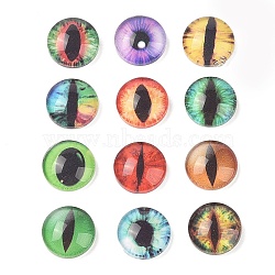 Half Round/Dome Dragon Eye Printed Glass Cabochons, Mixed Color, 12x4mm(X-GGLA-A002-12mm-AB)