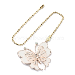 Butterfly Alloy Rhinestone Ceiling Fan Pull Chain Extenders, with 304 Stainless Steel Ball Chains, White, 367mm(FIND-JF00115-03)