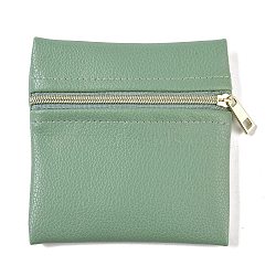 Imitation Leather Jewelry Storage Zipper Bags, for Earrings, Rings, Bracelets, Square, Dark Sea Green, 10x10x0.7cm(ABAG-G016-01B-06)