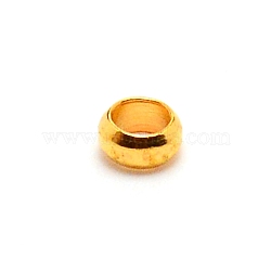 Brass Crimp Beads, Rondelle, Nickel Free, Golden, 4x2mm, Hole: 2.5mm, about 500pcs/bag(KK-WH0047-10A-06)