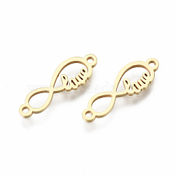 201 Stainless Steel Links Connectors, Laser Cut, for Valentine's Day, Infinity with Word Love, Golden, 6.5x20x1mm, Hole: 1.2mm(STAS-S080-039G)