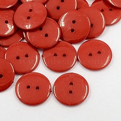 Acrylic Sewing Buttons, Plastic Shirt Buttons for Costume Design, 2-Hole, Dyed, Flat Round, Dark Red, 24x3mm, Hole: 2mm(BUTT-E084-A-04)