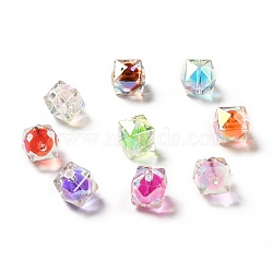 Two Tone UV Plating Rainbow Iridescent Acrylic Beads, Polygon, Mixed Color, 15.5x16x16mm, Hole: 2.7~2.8mm(TACR-D010-02)