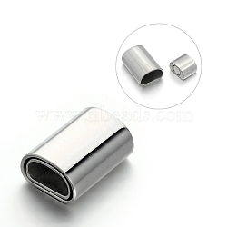 Tarnish Resistant Rectangle 304 Stainless Steel Magnetic Clasps with Glue-in Ends, Stainless Steel Color, 18x13x8mm, Hole: 9.5x5mm(STAS-M195-07)