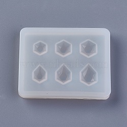 Silicone Molds, Resin Casting Molds, For UV Resin, Epoxy Resin Jewelry Making, Hexagon, White, 50x40x5mm, Inner Size: 6~9mm(X-DIY-F023-21-02)