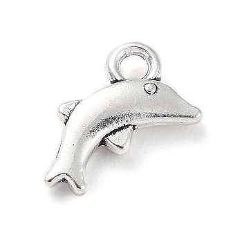 Tibetan Style Alloy Charms, Dolphin Charm, Antique Silver, 7x10.5x2mm, Hole: 1.5mm, about 1351pcs/500g