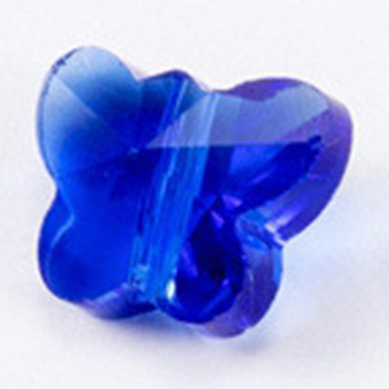 Transparent Glass Beads, Faceted Butterfly, Royal Blue, 3/8 inch(10mm)