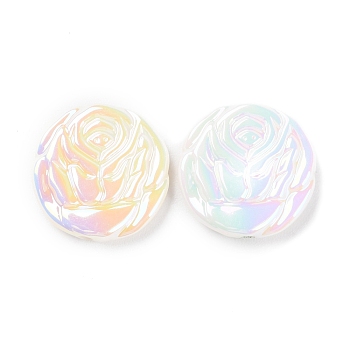 UV Plated Acrylic Beads, Iridescent, Flower, White, 23.5x23x5.5mm, Hole: 2mm