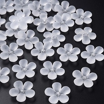 Transparent Acrylic Beads, Frosted, Flower, White, 22x23x6.5mm, Hole: 1.6mm, about 378pcs/500g
