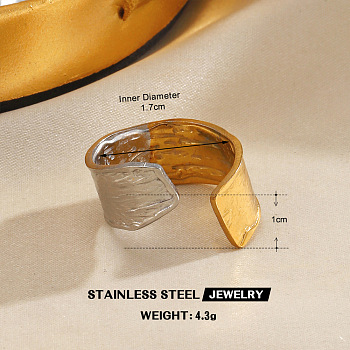 304 Stainless Steel Cuff Open Rings for Women, Golden & Stainless Steel Color, 10mm, Inner Diameter: 17mm