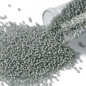 TOHO Round Seed Beads, Japanese Seed Beads, (376) Inside Color Med Gray/White-Lined, 15/0, 1.5mm, Hole: 0.7mm, about 3000pcs/bottle, 10g/bottle