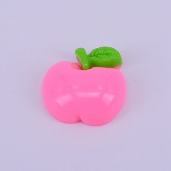 Resin Cabochon, Apple, Pink, 16.5x17.5x6.5mm