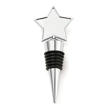 Alloy Red Wine Stopper, Resin DIY Blank Bezel Tray, Silicone Bottle Stopper, Cone, Star, Tray: 33.5x36mm, 101.5x41x20.5mm