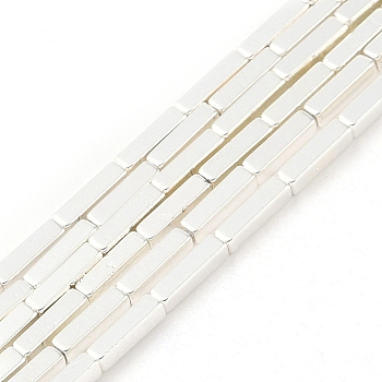 Electroplated Synthetic Non-Magnetic Hematite Beads Strands, Nickel Free & Lead Free, Cuboid, Silver Plated, 8x2x2mm, Hole: 1mm, about 51pcs/strand, 16.22''(41.2cm)