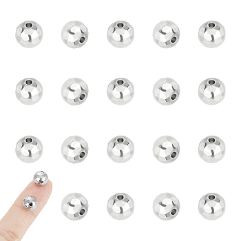 201 Stainless Steel Beads, Round, Stainless Steel Color, 8mm, Hole: 1.4mm, 20pcs/box