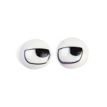 Flat Round Cartoon Resin Cabochons, Eye, 13x4mm