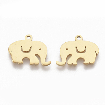 201 Stainless Steel Charms, Elephant, Golden, 12x16x1mm, Hole: 1.4mm
