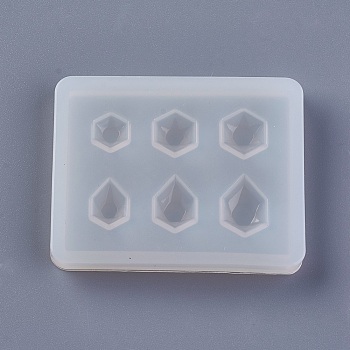 Silicone Molds, Resin Casting Molds, For UV Resin, Epoxy Resin Jewelry Making, Hexagon, White, 50x40x5mm, Inner Size: 6~9mm
