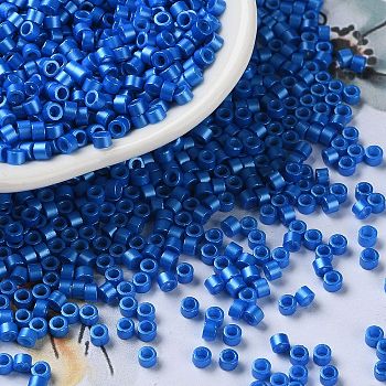 Baking Paint Glass Seed Beads, Cylinder, Blue, 2.5x2mm, Hole: 1.4mm, about 45359pcs/pound