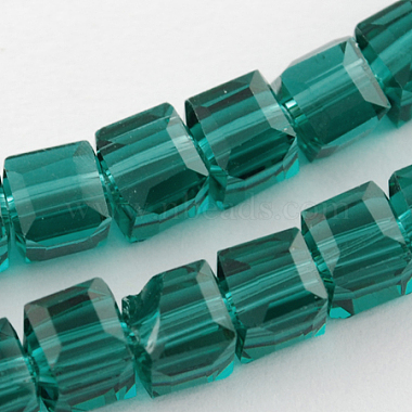 6mm Teal Cube Glass Beads