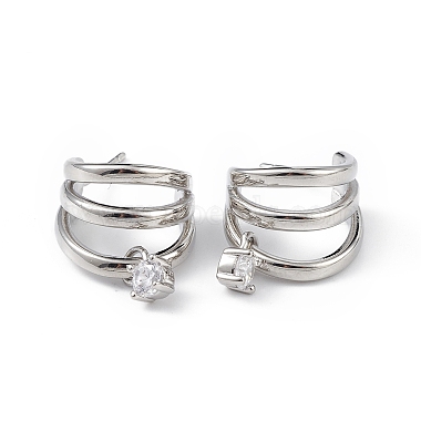 Clear Ring Brass+Cubic Zirconia Stud Earrings