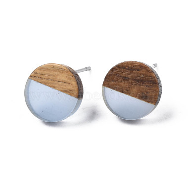 Transparent Resin & Walnut Wood Stud Earrings(EJEW-N017-008-A01)-2