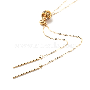 Crystal Rhinestone Rondelle Slider Pendant Necklace with Brass Cable Chains for Women(NJEW-JN03816)-4