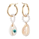 Shell Pearl Beaded Dangle Hoop Earrings(EJEW-TA00042)-2