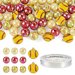 DIY Stretch Bracelets Kits, including 45Pcs Opaque Acrylic Beads, 10Pcs Alloy Enamel Pendants, 1 Roll Elastic Crystal Thread, Mixed Color, 15~16x15mm, Hole: 2~2.8mm(DIY-TA0013-70)