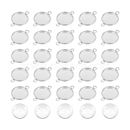 DIY Link Making, with 304 Stainless Steel Cabochon Connector Settings and Transparent Glass Cabochons, Stainless Steel Color, 74x73x25mm(DIY-UN0001-03P)