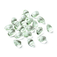 Transparent Glass Beads, Top Drilled Beads, Teardrop, Light Green, 9x6x5mm, Hole: 1mm(X-GGLA-M004-05A-02)