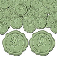 25Pcs Adhesive Wax Seal Stickers, Envelope Seal Decoration, For Craft Scrapbook DIY Gift, Dark Sea Green, Flower, 30mm(DIY-CP0009-11B-11)