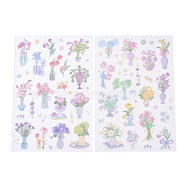 2Pcs 2 Styles PET Self-Adhesive Stickers, for Party Decorative Presents, Flower, 218x125x0.8mm, Sticker: 7~50x3~34mm, 1pc/style(STIC-P011-A04)
