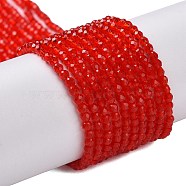 Transparent Glass Beads Strands, Faceted Round, Red, 2mm, Hole: 0.8mm, about 175pcs/strand, 14.06~14.17 inch(35.7~36cm)(GLAA-H021-04-25)
