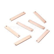 Ion Plating(IP) 304 Stainless Steel Connector Charms, Rectangle, Rose Gold, 35x6x1mm, Hole: 1.5mm(STAS-I188-01RG)