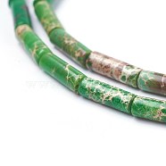 Natural Imperial Jasper Beads Strands, Dyed, Column, Lime Green, 13~14x4~4.5mm, Hole: 1mm, about 29pcs/strand, 15.35 inch~15.7 inch(39~39.9cm)(G-E508-04E)