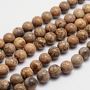 Round Natural Picture Jasper Bead Strands, 6mm, Hole: 1mm, about 65pcs/strand, 15.74 inch(G-L419-89)