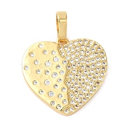 Rack Plating Brass Micro Pave Cubic Zirconia Pendants, Long-Lasting Plated, Lead Free & Cadmium Free, Heart Charm, Real 18K Gold Plated, 18.5x19x2mm, Hole: 6.5x3.5mm(KK-K377-77G)