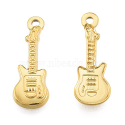 201 Stainless Steel Pendants, Guitar, Real 18K Gold Plated, 25.5x9x2mm, Hole: 1.6mm(STAS-N098-173LG)